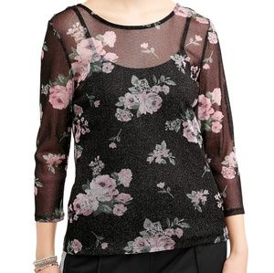 No boundaries Floral Black/Pink Printed Mesh Size XS NWT
